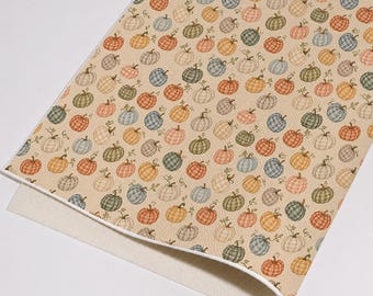 Fall Gingham Pumpkin Faux Leather Sheet, Harvest Print PU Material for Earrings, Bows & Crafts