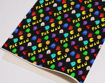 Pac-Man Letter Retro Arcade Printed Faux Leather Sheet, PU Synthetic Fabric for Hair Bows, Earrings, Keychains Hand-Craft Supplies