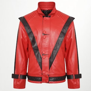 Michael Jackson Thriller Red Leather Jacket for Men – MJ Style Iconic Dance Costume for Cosplay Leather jacket
