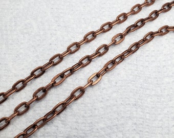 Heavy Oxidized Copper Plated Flat Drawn Cable Chain, Elongated Links, Soldered Links, 5.5mm x 8.5mm