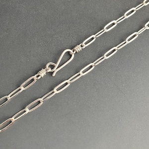 Sterling Silver Paper Clip Chain Necklace: Handmade Closures, Pendant Chain