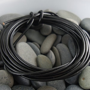 Black Leather Cord, Greek Leather Cord, Genuine Leather Cord, 2mm Leather Cord, Round Leather Cord image 2