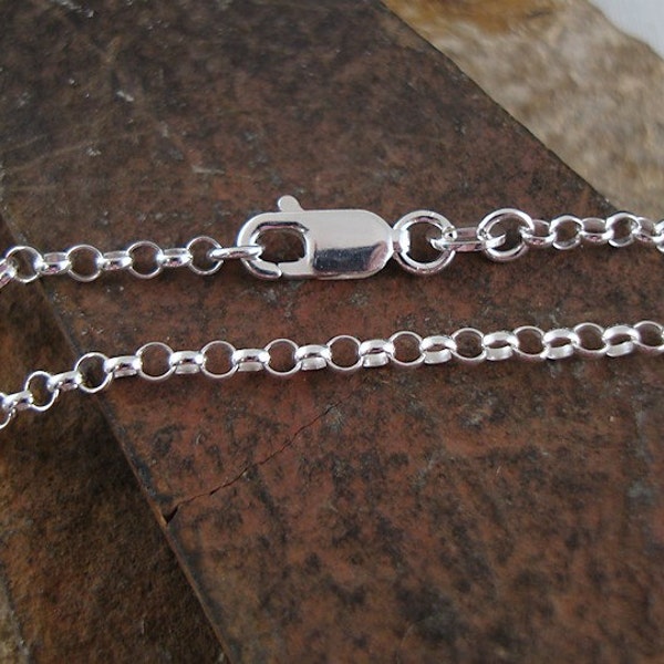 Sterling Silver Light Rolo Chain, 2.3mm, Rollo With Lobster Clasp, Light Necklace Pendants - 20 Inch