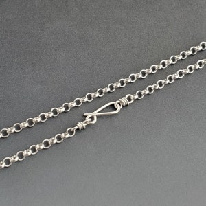 3.4mm Rolo Necklace Chain, Sterling Silver Chain, Handmade Hook and Clasp, Soldered Links, Medium to Heavy Pendants, Easy Hook Necklace