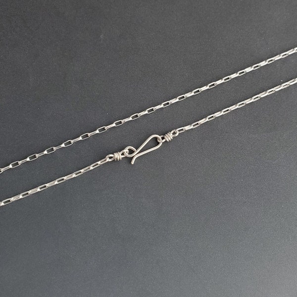 2mm Diamond Cut Cable Chain, Sterling Necklace Chain, Elongated Chain, For Light Pendants, Lightweight Custom-Made, Box Cable Chain