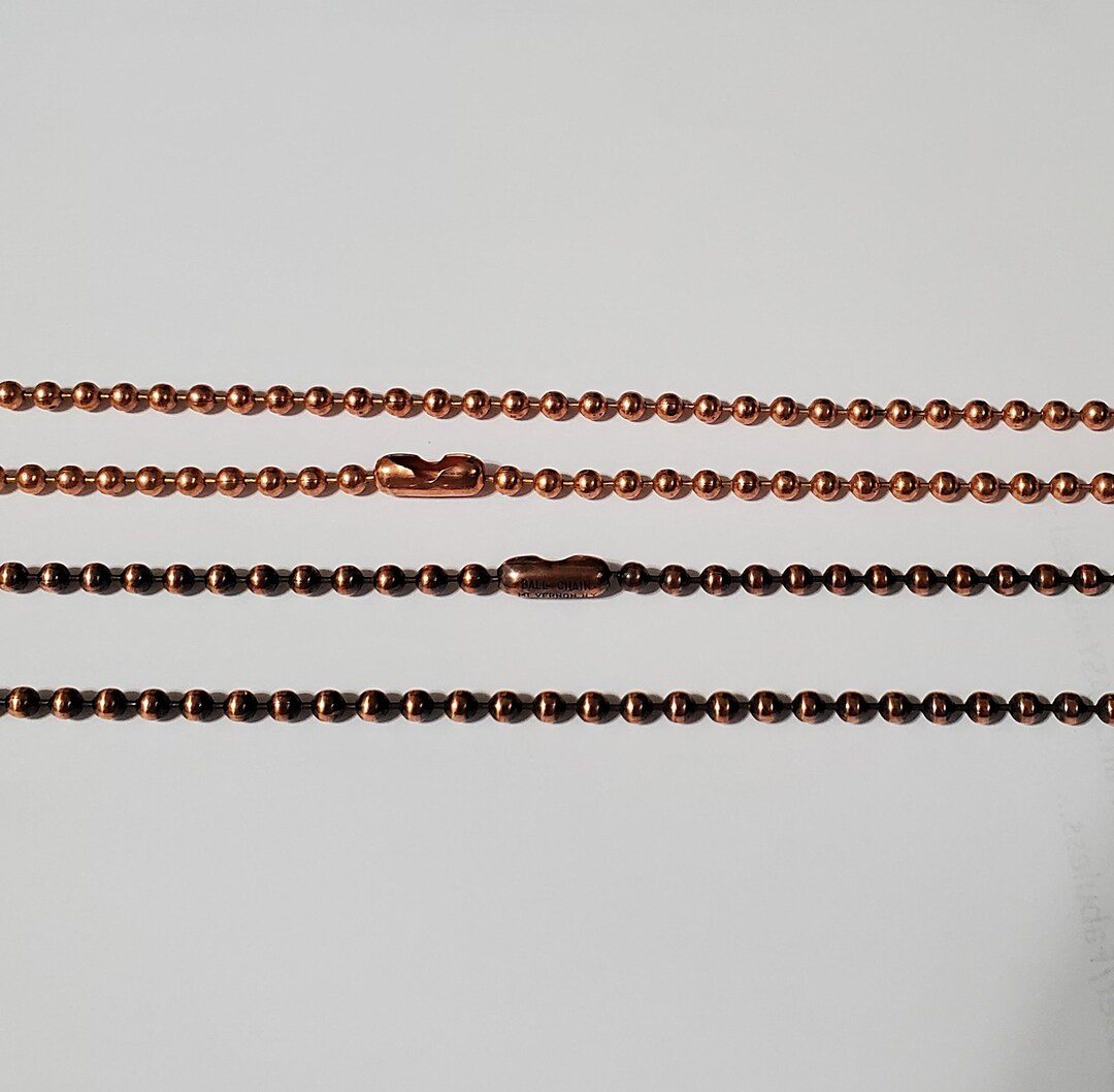3mm Solid Copper Ball Chain Necklace, Pure Copper Bead Chain, Choose