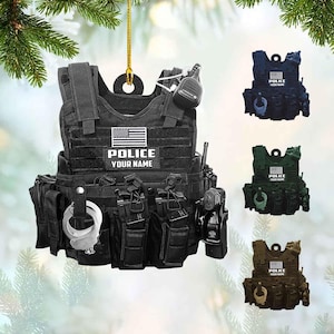 Personalized Police Ornaments, Police Uniform Ornament, Policeman Family Ornament, Police Officer Flat Ornament Hanging, Police Gift