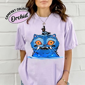 Limited Comfort Colors Demon Tiger Shirt, Cute demon tiger T-Shirt, Tiger Shirt, Music Tiger Shirt, Blue Tiger Tee