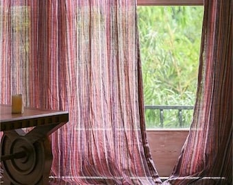 Custom Linen Drapery Panel | Stripe linen curtains| 50 Inches Wide |Grommet, Rod Pocket Linen, Tie Top | Linen Shower Curtain