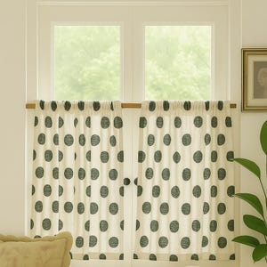 Linen Cafe Curtain – 108 Patterns & 4 Hanging Options | Curtains Kitchen Window Valance Drapes Rustic Farmhouse Style| kitchen curtains