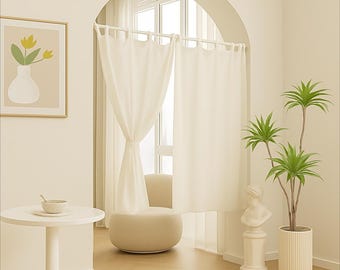 Linen Noren Door Curtain | 100 Colors & Patterns | Japanese Style Doorway Panel | Custom Size and Tab top，Tie top, Rod pocket