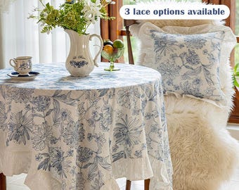 Nappe ronde en lin - 100 % lin brodé, élégance du lin, nappe rugueuse, nappe écologique, 3 longueurs de bord