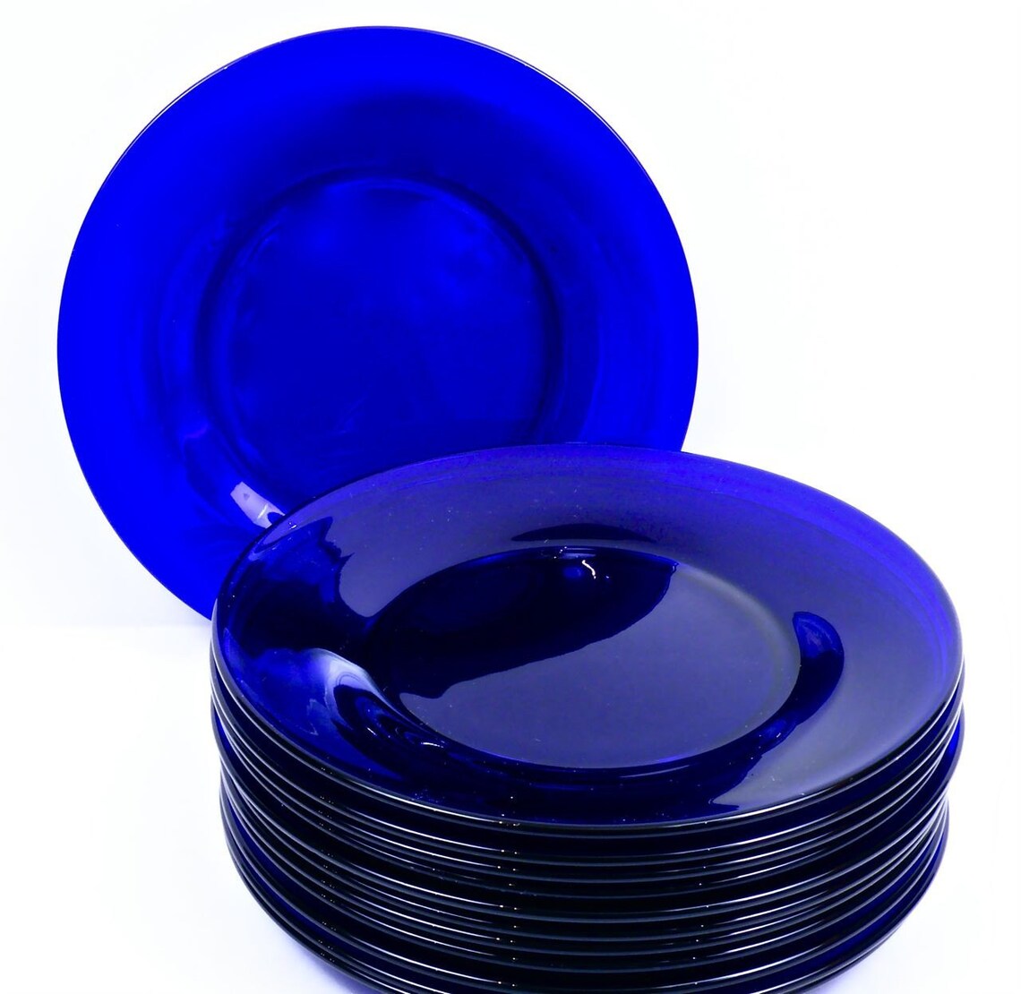 Vintage Cobalt Blue Salad Plates Set Of 12 Etsy