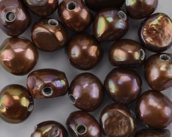 BH7 11mm Chocolate Horizontal Baroque Big-Hole Pearl