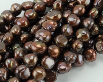 BH7 11mm Chocolate Horizontal Baroque Big-Hole Pearl