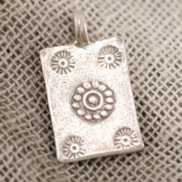 Hilltribe Silver Stamped Rectangle Charm (CH-O)