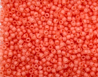 Japanese Glass Seed Beads Size 11/0-F203A Colorlined Lt. Coral Matte