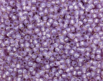 Japanese Glass Seed Beads Size 11/0-574B Giltlined Pale Lilac Opal
