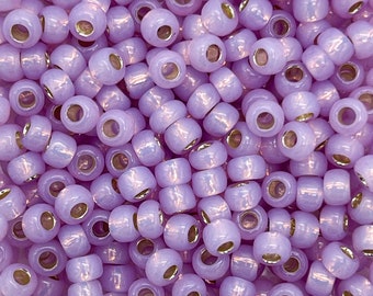 Japanese Glass Seed Beads Size 6/0-574B Giltlined Pale Lilac Opal