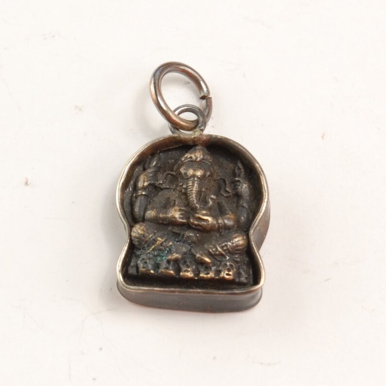 AM626 Brass Ganesh Amulet Pendant with Patina