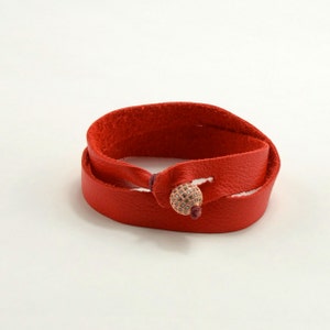 Bling Ball Leather Wrap Bracelet in Red image 1