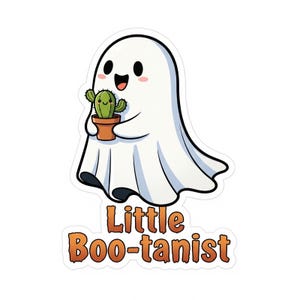 Kleiner Boo-tanist Geist & Kaktus Aufkleber | Aufkleber für Pflanzenliebhaber | Nettes gruseliges Wortspiel Vinyl | Halloween Kawaii Kunst | Sukkulenten Gärtner Geschenk