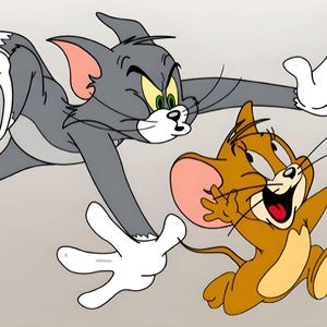 Tom and Jerry Chasing Sticker | Classic Cartoon Decal | Cat Mouse Chase Art | 90s Nostalgia Vinyl | Vintage Animation Fan Gift|Funny Sticker