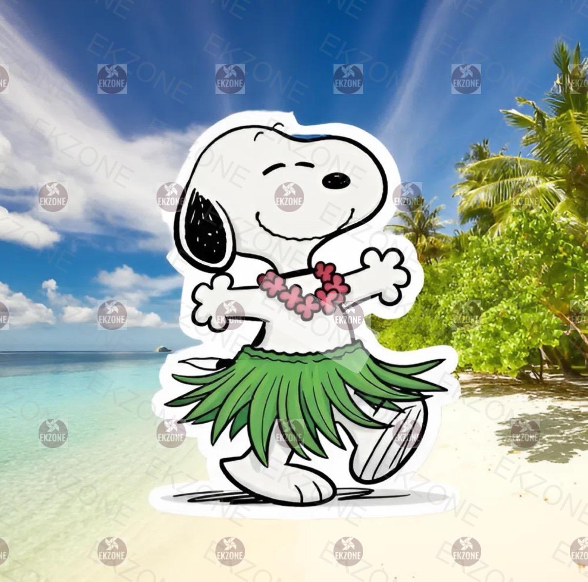 Snooop Hula Dancing Sticker | Peanuts Hawaiian Decal | Aloha Beach