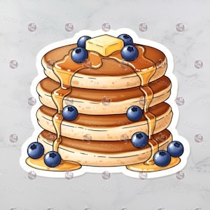 Blueberry Pancakes Sticker | Breakfast Brunch Decal | Syrup Stacks Foodie Art | Cozy Comfort Food Vinyl | Pancake Lover Gift | Cute Food
