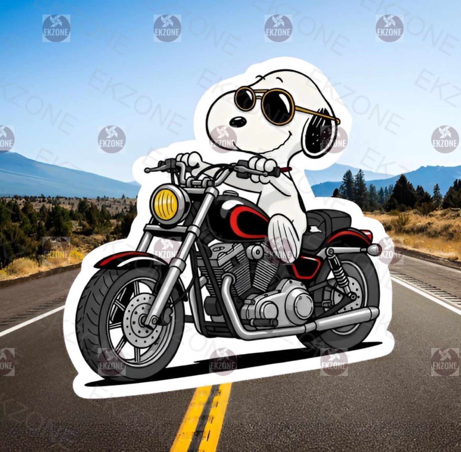 Snooop Motorcycle Rider Sticker | Peanuts Biker Dog Decal | Cool ...