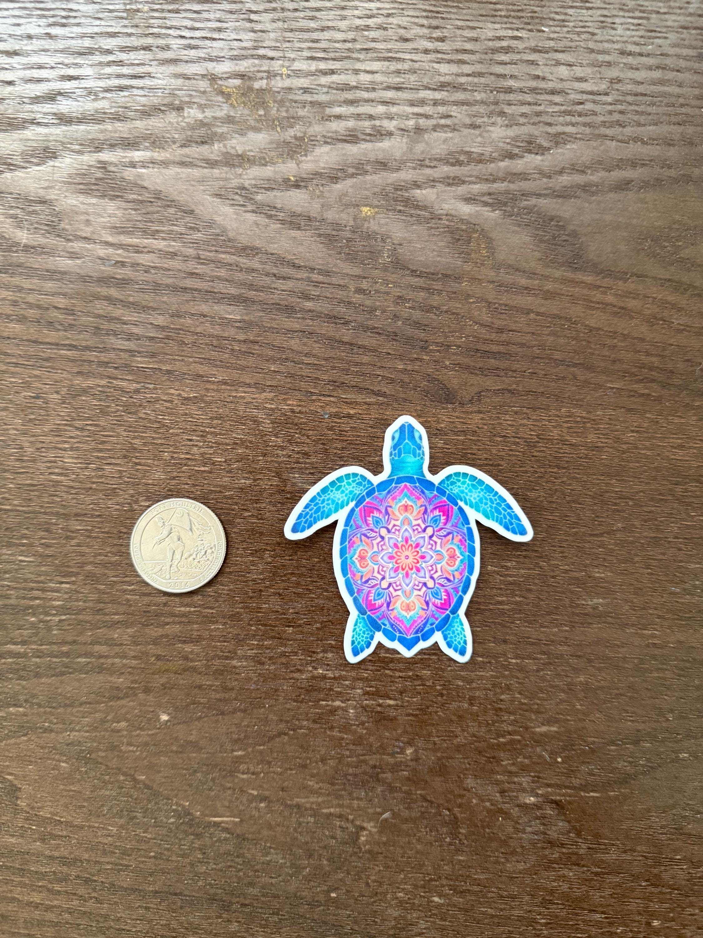 Mandala Sea Turtle Sticker | Bohemian Ocean Decal | Colorful Turtle ...