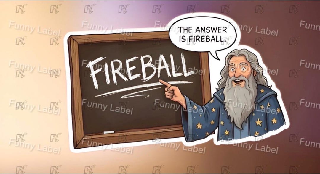 Ireball Humorous DND Wizard Sticker - the Answer is Fireball - Funny RPG Spell Decal ...