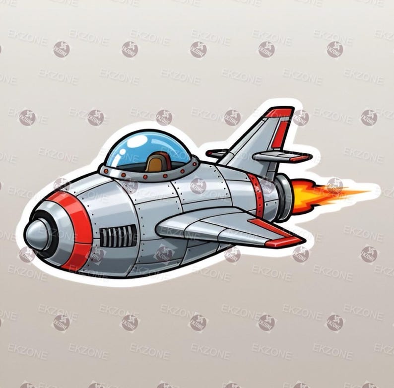 Retro Rocket Ship Sticker | Vintage Sci Fi Decal | Space Adventure Art ...