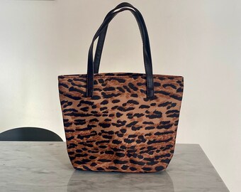 Vintage 90s leopard print mini bucket bag purse