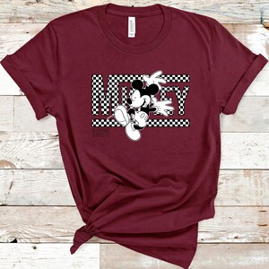 Camiseta de Mickey y Minnie, camiseta de pareja de Disney, camiseta de regalo de Disney, camiseta a juego de Disney, camiseta vintage a cuadros de Mickey y Minnie Mouse 625 imagen 5