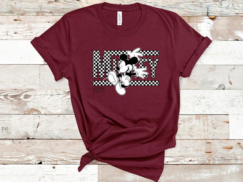 Camiseta de Mickey y Minnie, camiseta de pareja de Disney, camiseta de regalo de Disney, camiseta a juego de Disney, camiseta vintage a cuadros de Mickey y Minnie Mouse 625 imagen 5
