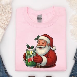 Christmas Mountain Dew Santa Shirt, Mtn Dew Crewneck, Soda Lover Hoodie, Mountain Dew Logo Sweatshirt, Mtn Dew Lover, a236