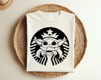 Star Wars Baby Yoda Shirt, Starbucks Yoda Shirt, Coffee Lover Gift, Star Wars Disney Shirt, Mandalorian T-shirt, Disney Baby Yoda Shirt 352