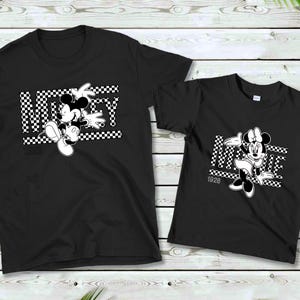 Camiseta de Mickey y Minnie, camiseta de pareja de Disney, camiseta de regalo de Disney, camiseta a juego de Disney, camiseta vintage a cuadros de Mickey y Minnie Mouse 625 imagen 8