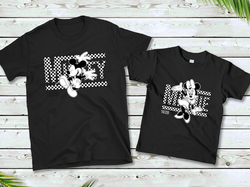 Camiseta de Mickey y Minnie, camiseta de pareja de Disney, camiseta de regalo de Disney, camiseta a juego de Disney, camiseta vintage a cuadros de Mickey y Minnie Mouse 625 imagen 8