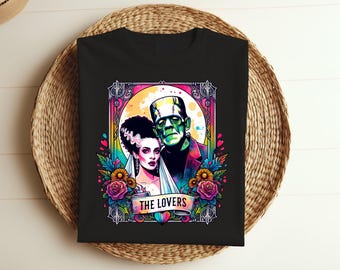 Bride of Frankenstein shirt, Frankenstein Love shirt, Halloween shirt, lovers tarot card, horror Sweatshirt, vintage Halloween Hoodie, t138