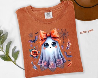 Comfort Colors® Halloween Lace Ghost Shirt, Spooky Coquette Shirt, Girly Ghost Sweatshirt, Lacey Ghost Tee, Family Spooky Season tee, a56