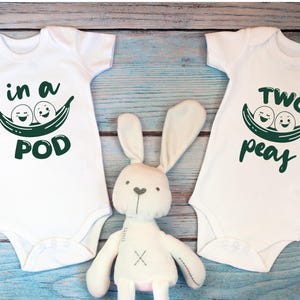 In A Pod, Two Peas, Twin Onesies, Funny Twin Bodysuit, Cute Onesies, Cute Twin Siblings, Cute Matching Twin Outfits for Newborn  K44