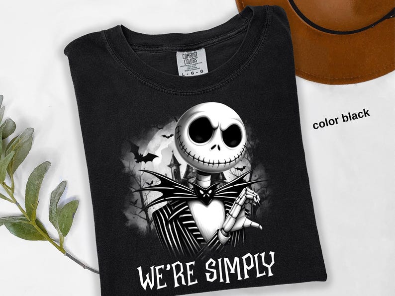 Comfort Colors® We're Simply Meant To Be shirt, Jack Skeleton Shirt, Jack and Sally Couple Shirt, The Nightmare Before Halloween Shirt, a19 image 5