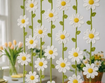 Crochet Daisy Flower Curtain Pattern PDF | Floral Yarn Curtain DIY Tutorial | Crochet Window Decor | Handmade Home Decor | Instant Download