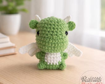 Cute Baby Dragon Amigurumi Crochet Pattern PDF | Mini Green Dragon Toy | Easy Amigurumi | Instant Download