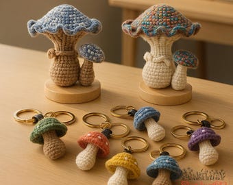 Cute Mushroom Crochet Pattern PDF | Amigurumi Mushroom Keychain & Desk Decor | Easy DIY Crochet Tutorial for Beginners