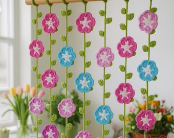 Crochet Flower Curtain Pattern PDF | Floral Yarn Curtain DIY Tutorial | Crochet Window Decor | Handmade Home Decor | Instant Download