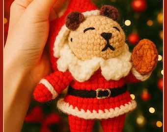 Capybara Santa Amigurumi Pattern PDF – Cute Christmas Crochet Toy, Easy Holiday Plush Tutorial, Handmade Gift Idea for Christmas Lovers