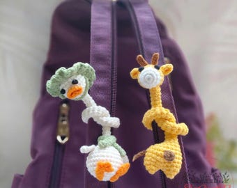 2 in 1 Animal Crochet Bookmark Pattern PDF, Cute Giraffe and Duck Page Holder, Instant Download